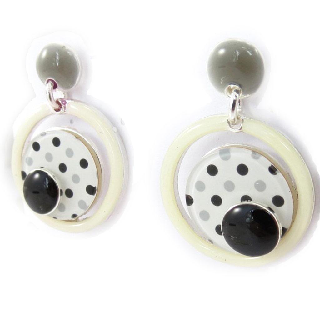 NOA [K0233] - 'Coloriage' Designer Earrings, Ivory Gray