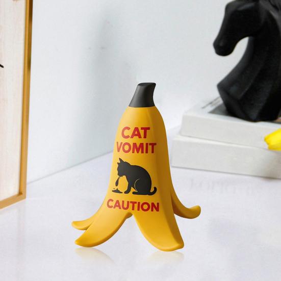 1/2/3Pcs Cat Vomit Caution Sign Banana Peel Cat Vomit Warning Sign Home Office Mini Table Sign Humorous Decoration Animal Lovers Gift