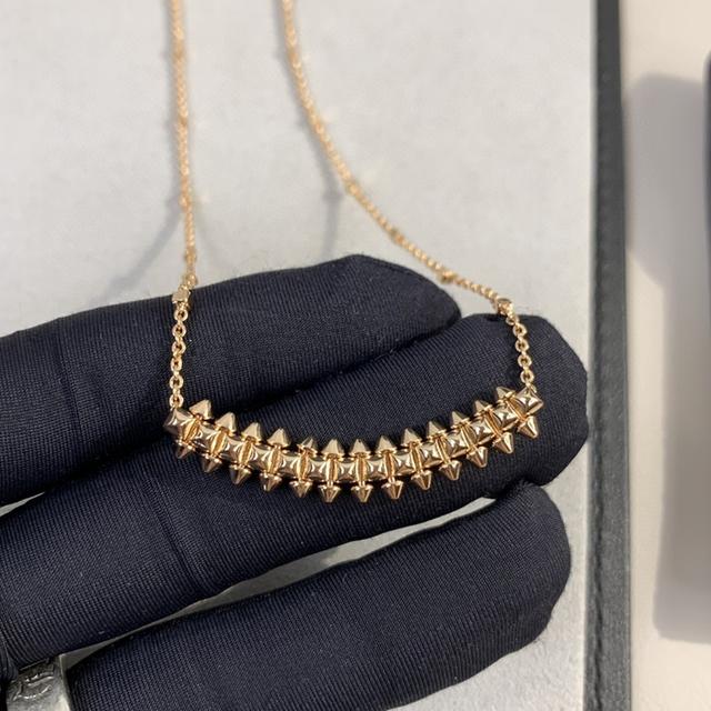 European Luxury Jewelry 925 Sterling Silver Willow Nail Necklace Women's Fashion Rose Gold Pendant Classic Brand Party Gift