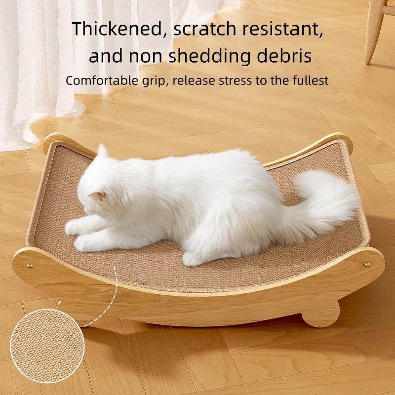 Wooden Sisal Cat Scratch Board, Wear-Resistant and Shavings Resistant, Integrated Cat Litter Pad, Multi Fabric Cat Claw Board