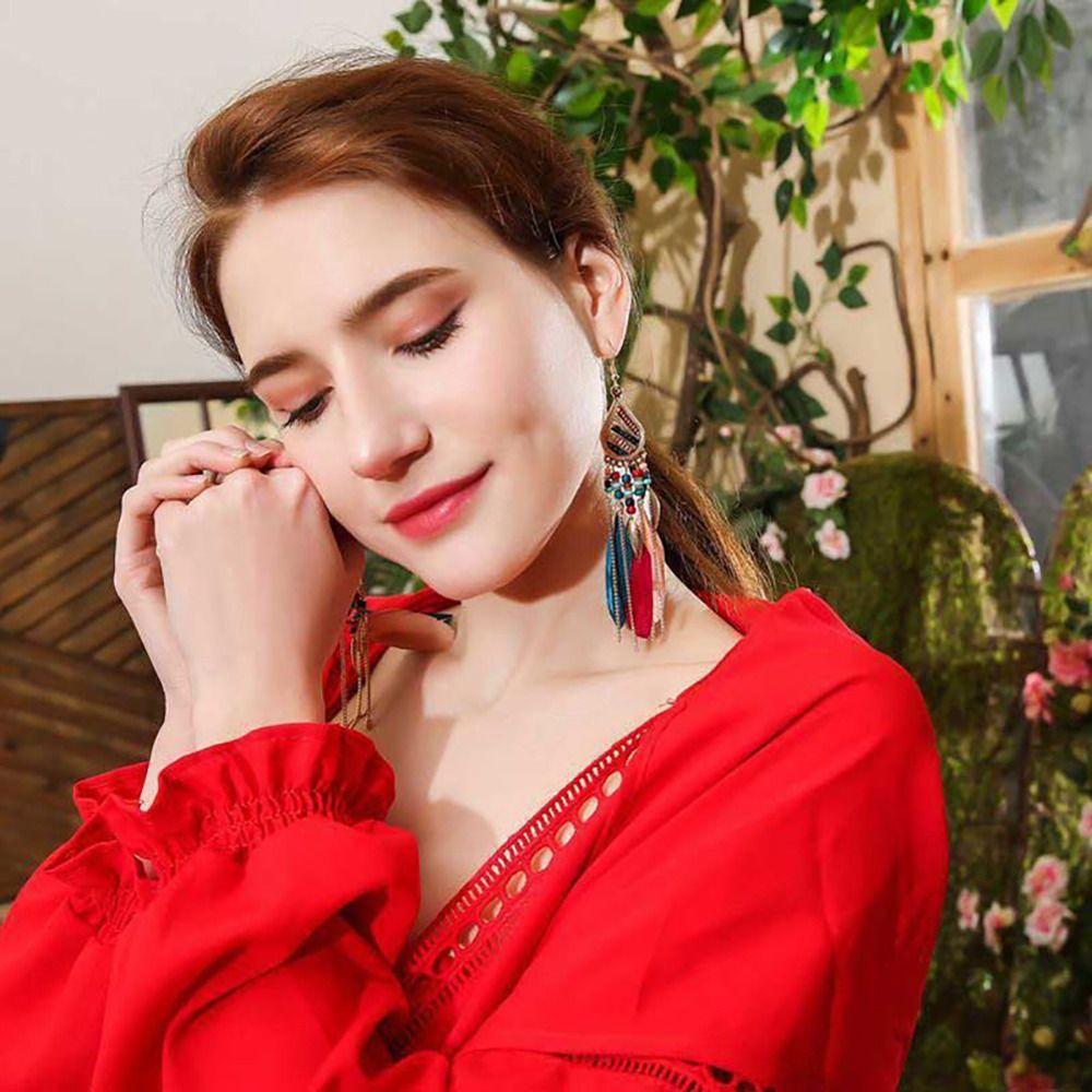 1Pair Bohemian Tassel Earrings Drop Statement Girls Fashion Jewelry Hanging Earrings Gift For Women