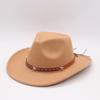 Шляпа-федора в джазовом стиле Wish Season Шерстяная ковбойская шляпа Этнический стиль Широкополая цилиндр Мужская и женская