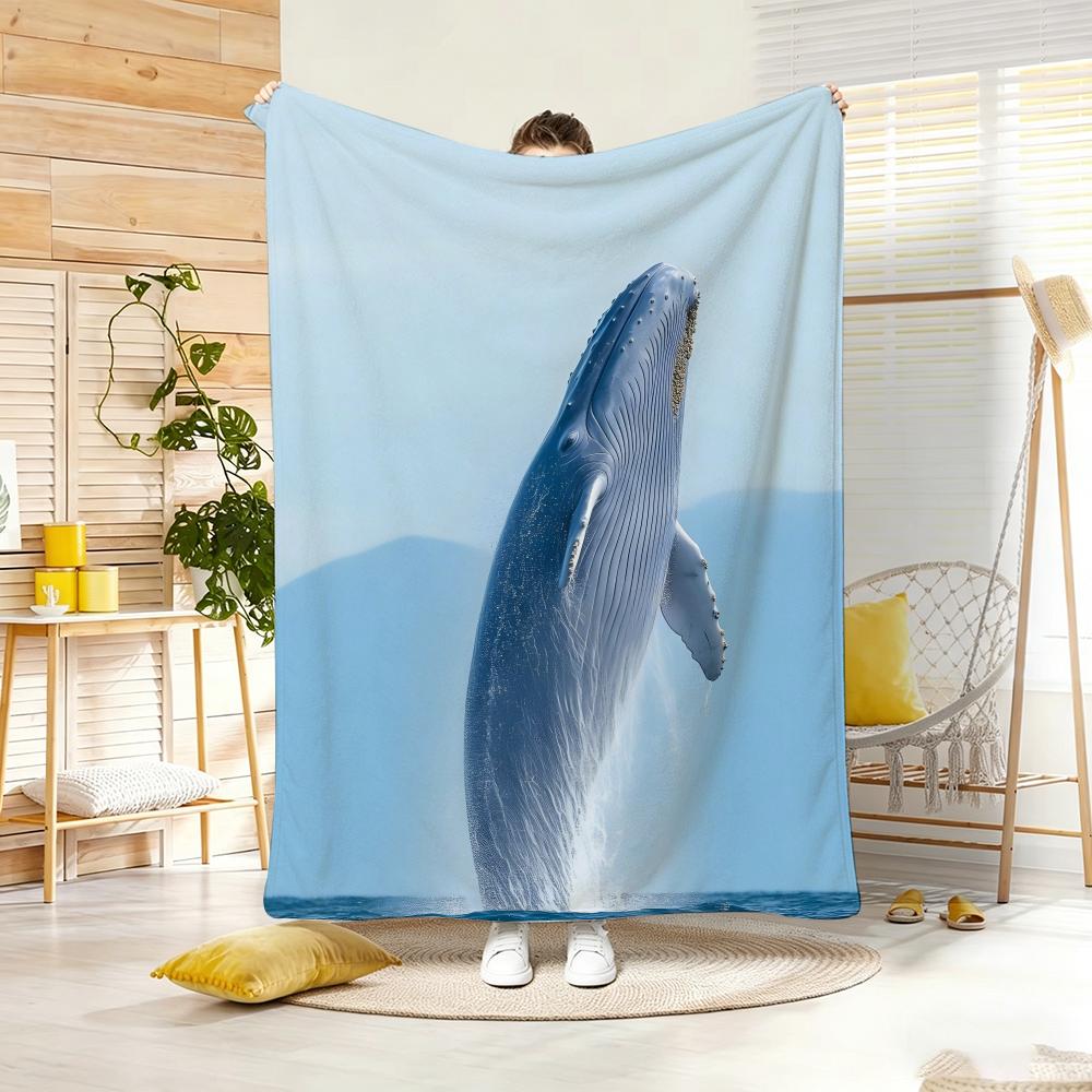 Anime whale Throw Lightweight g Flannel Blanket Soft Skinfriendly for Summer Cooling