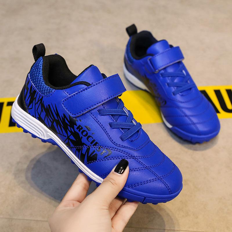 Детские футбольные бутсы 31-40 лет, молодежные футбольные бутсы с короткими шипами на липучке, тренировочные детские футбольные бутсы для мальчиков