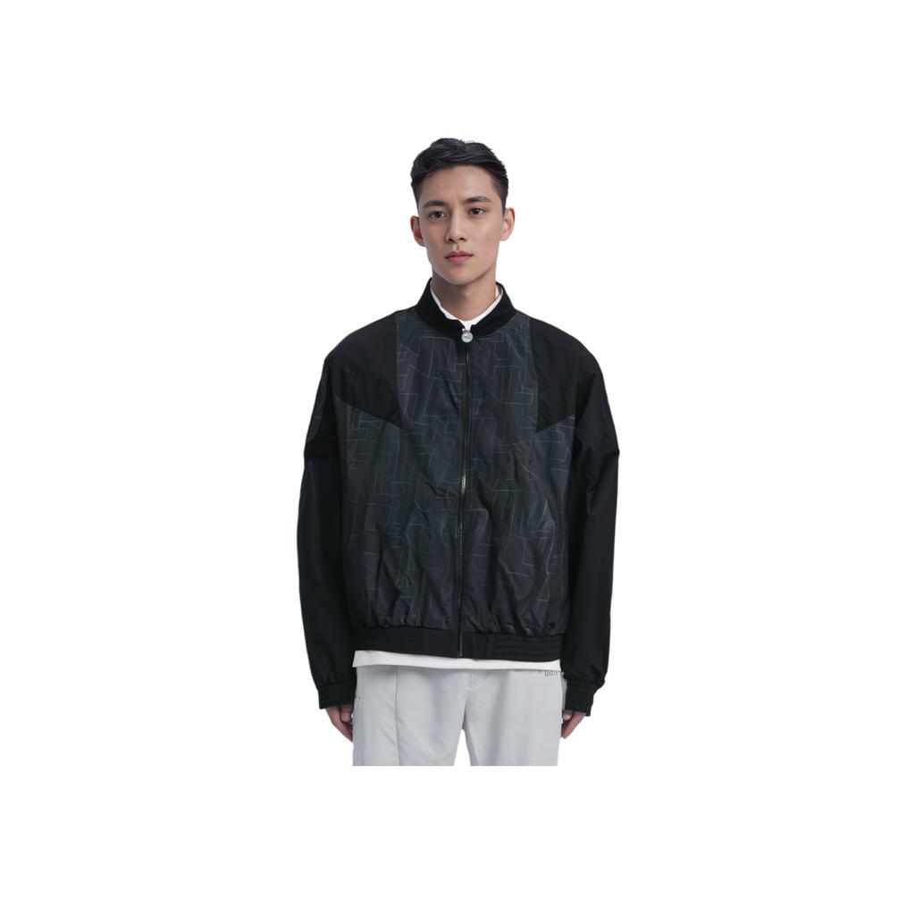 Li Ning Solid Color Casual Zip Long Sleeve Jacket Men Jackets Black AJDT015-3