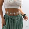 Vintage Fashion Metal Sun Flower Smile Waist Chains Women Sexy Bikini Beach Tassel Pendant Belly Body Chain Summer Jewelry