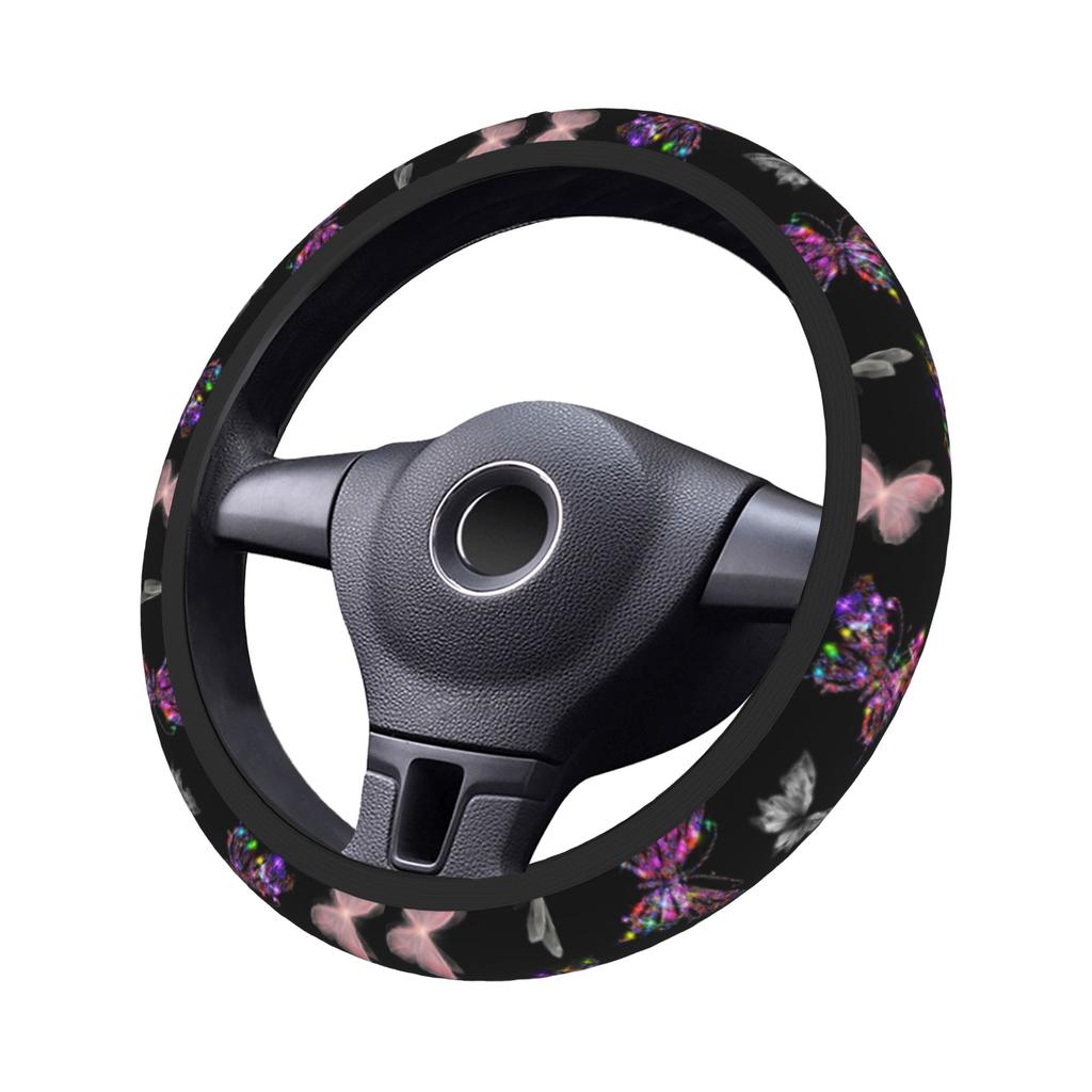 Car Steering Wheel Cover Butterfly Sakura Flowers Cute Pattern Braid On The Steering Wheel Cover Car-styling Car Accessories
