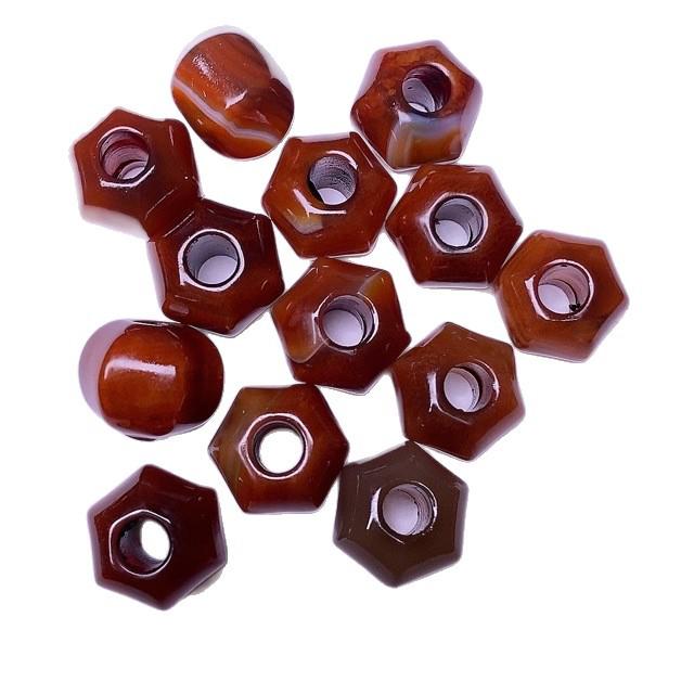 Натуральные шестигранные бусины из красного агата для DIY-аксессуаров и проектов «Множество сокровищ»