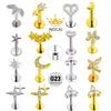 G23 Titanium Threadless Piercing16G/18G/20G Heart Shape Flower Push Pin Labret Lip Ring Stud Piercing Earring Zircon