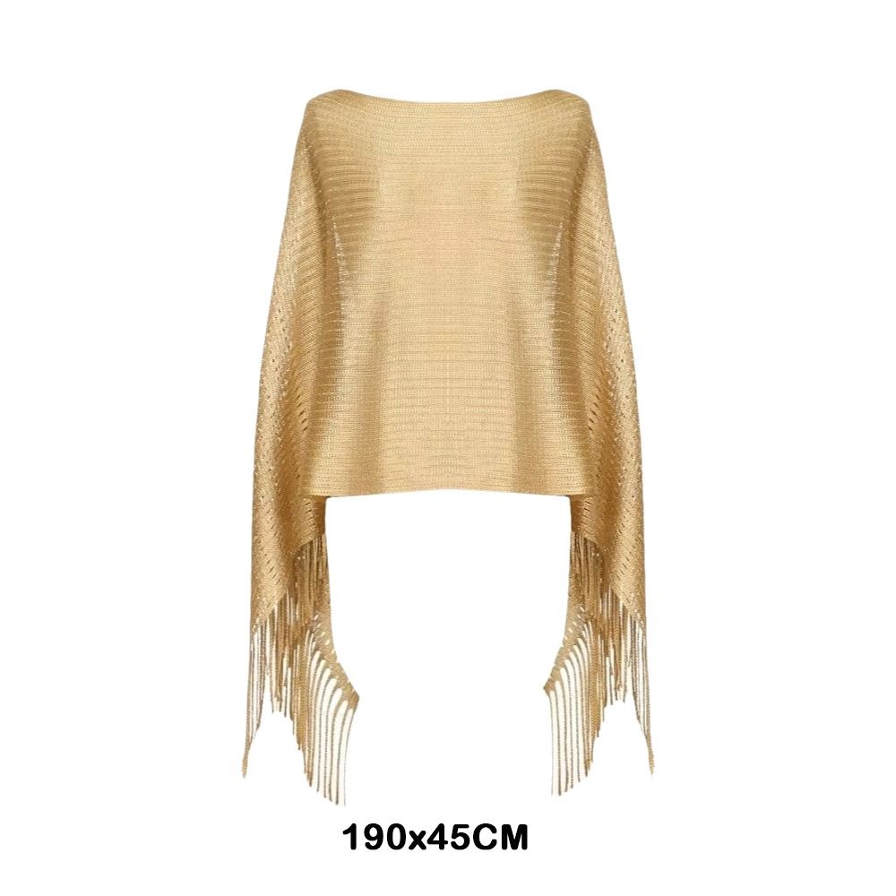 Gold Silver Shiny Silk Shawl Lace Tassel Fashion Hijab Fashion Evening Dress Scarf Summer Wear