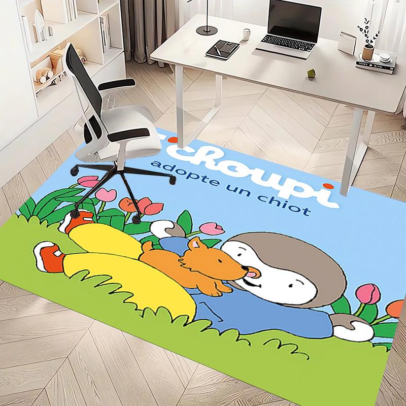 1pc Cartoon T-T'choupi Print Area Rug - Soft, Washable Non-Slip Indoor Mat, Living Room, Home Office Decorative Rug,Office Decorative