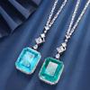Jewelry Copper Bottom Plated Imitation Emerald Square 24 * 30 Luxury Inlaid Large Pendant Necklace