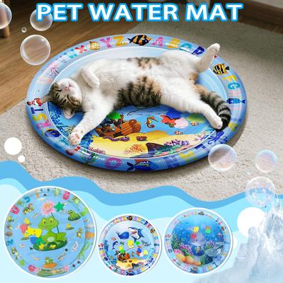 Водный матрас для питомцев, утолщенный, водный сенсорный игровой коврик для собак, водные игрушки с рыбками, моющийся надувной игровой коврик, прочный на прокол коврик для питомцев, ощущение прохлады и