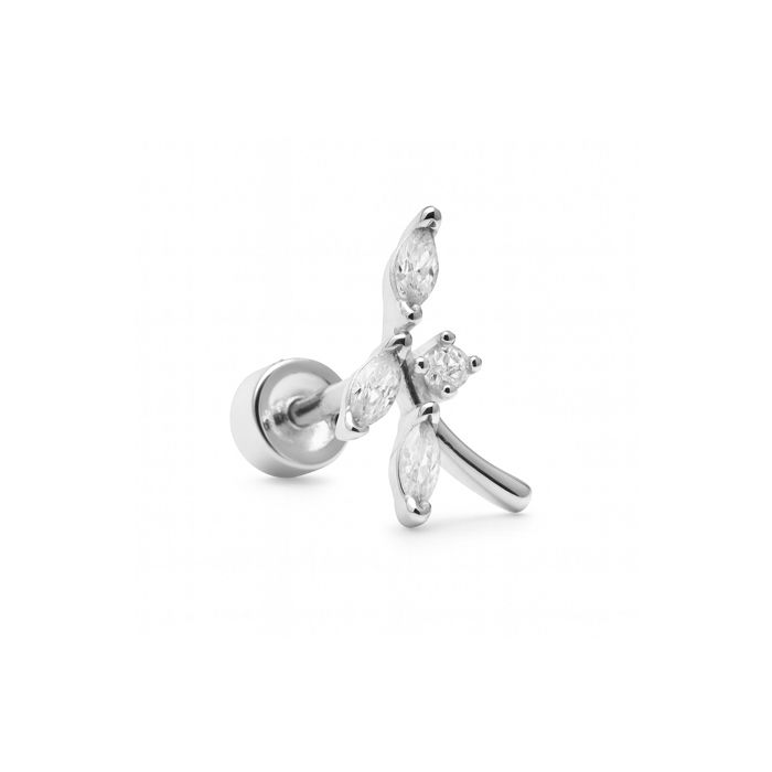 Boucle d'oreille - LUXENTER - Curat - Argent sterling 925 - Zircone cubique brillante - Clou puce 10x4 mm