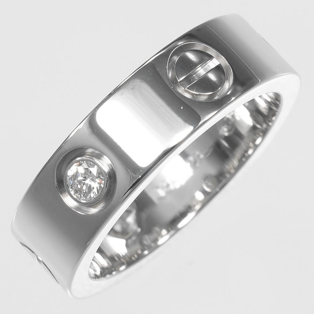 CARTIER Love Classic Model Ring K18 white gold/Diamond 3 stones #5.8(US Size) 8.82g Women Used