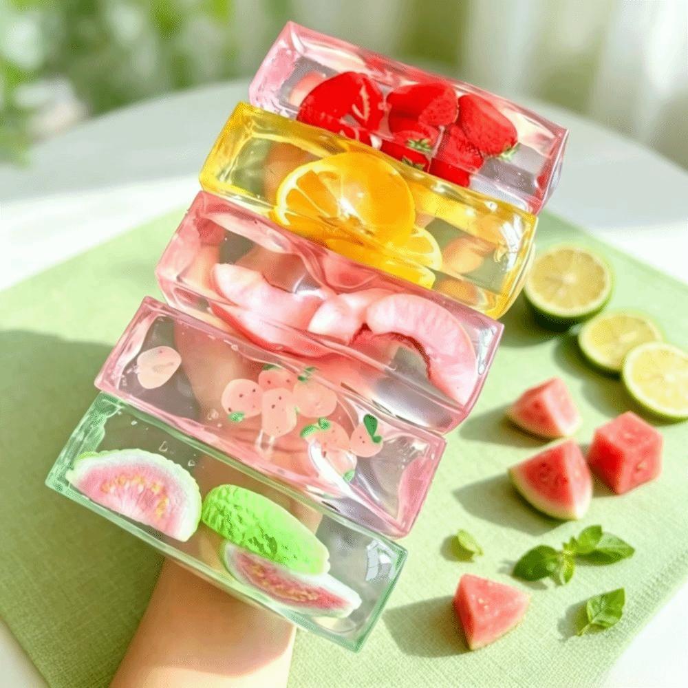 Soft Fruit Slush Squishy Toy Transparent Cracking Squishy Toy Fruit Ice Cube Squishy Toy  Party
