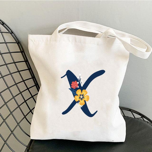 Алфавит Цветочный дизайн Литературные книги Сумка Многоразовая сумка для покупок Женские парусиновые сумки на ремне Модные женские сумки Повседневные сумки