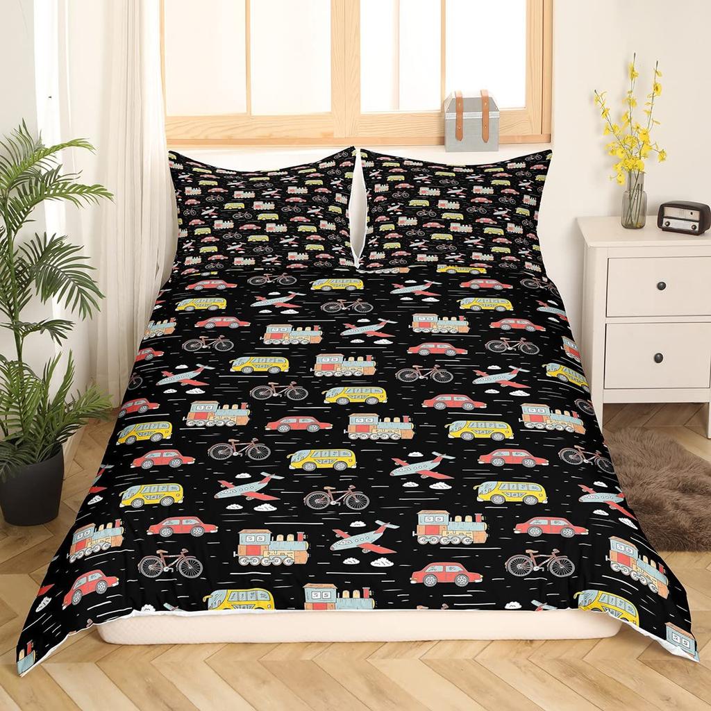 Cartoon Train Bedding Sets 2/3Pcs Duvet Cover Toy Car Truck Soft Quilt Cover Single Queen King Size Polyester Comforter Cover