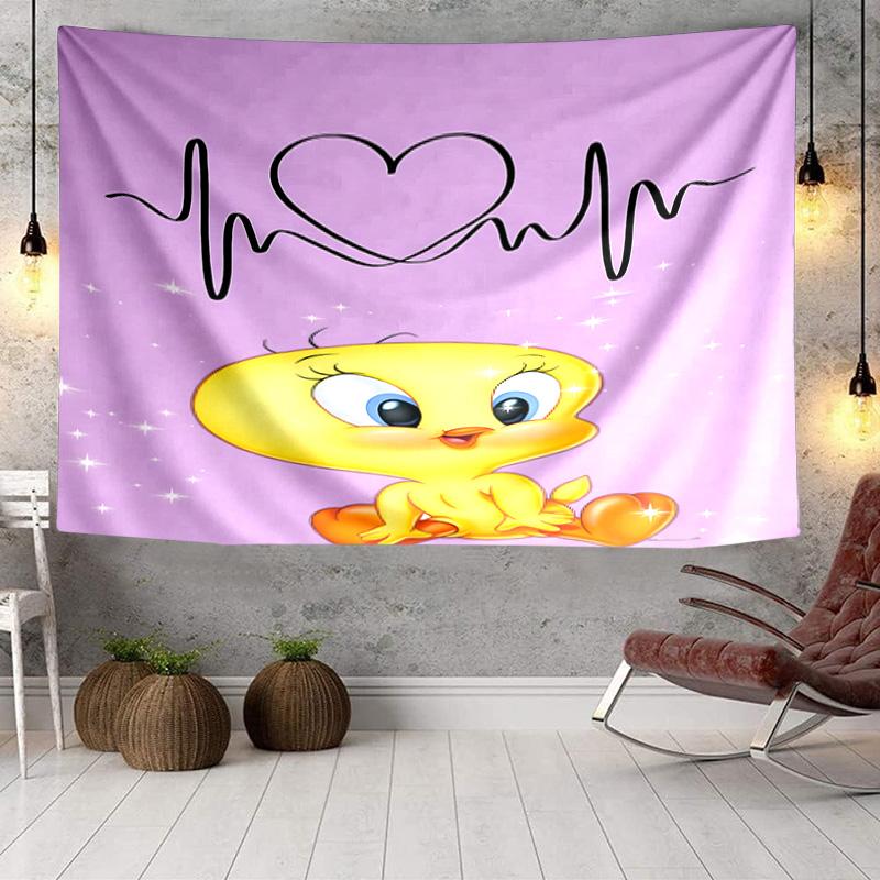 Yellow Bird Nightly Dreams Greeting Tapestry, Unique Design Tapestry, Wall Decor for Bedroom,Livingroom, Playroom,Heartwarming Fan Holiday Gifts