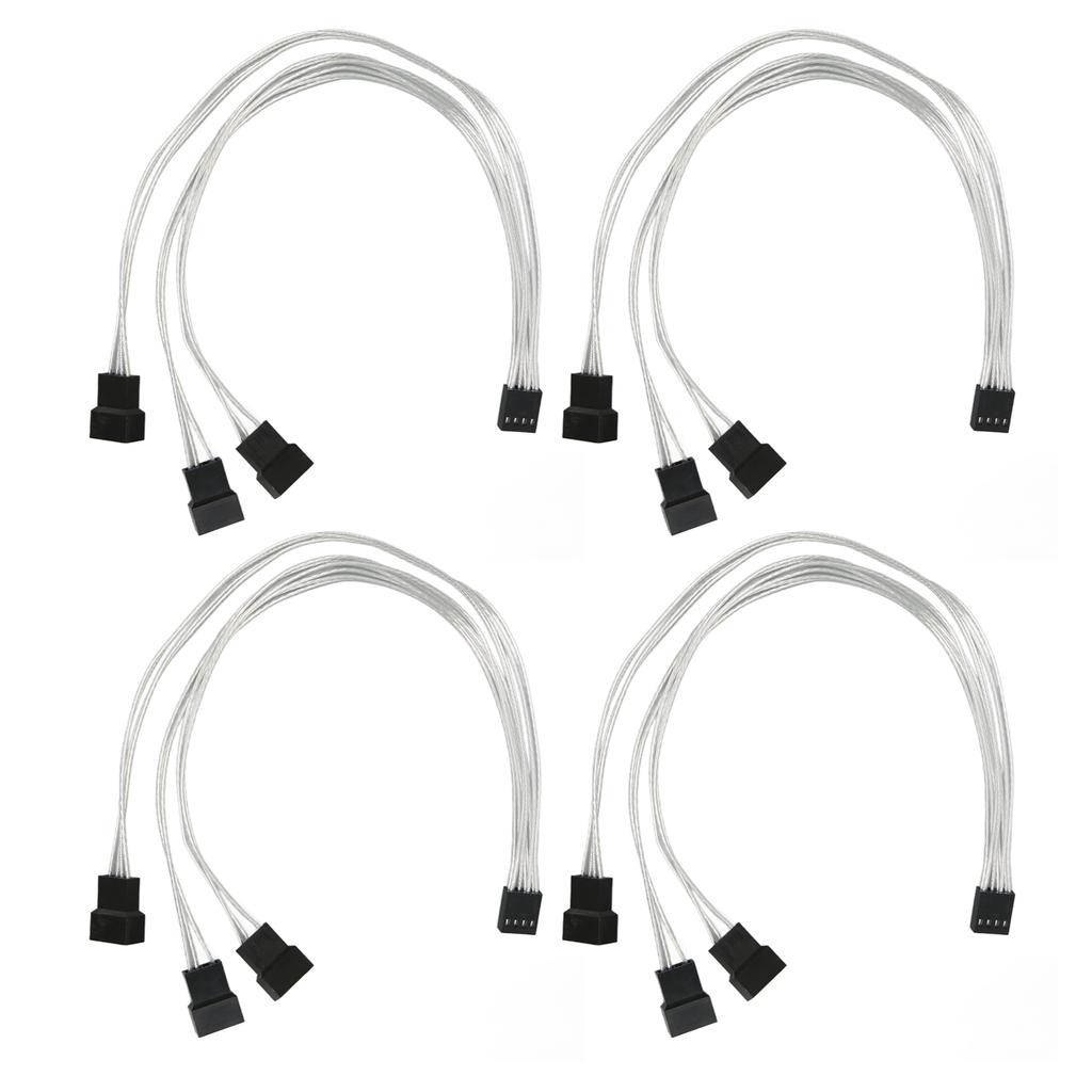 4pcs PWM Fan Extension Cable 4 Pin Silver Coated Copper Wire PC Fan Extension Cable for PC Cooling