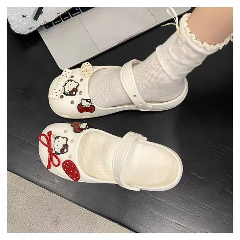 Hello Kitty Bubble Toe Post Sandals For Women Summer Breathable Waterproof Slipon Footwear