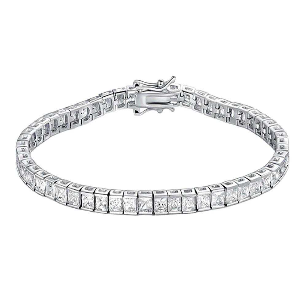 WUIHA 925 Sterling Silver Lab Sapphire High Carbon Diamonds Gemstone Wedding Engagement Cocktail Bracelet Bangle Fine Jewelry