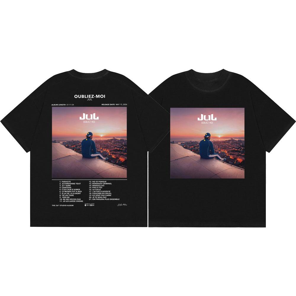 Rapper Jul Oubliez Moi Album Poster Graphic T Shirts Men Women Fashion Hip Hop Short Sleeve T-shirts Summer Casual Loose T-shirt