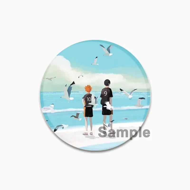 32/44/58 мм значок волейбола в стиле аниме, жесть ручной работы, круглая брошь, булавки для одежды, шляпа, рюкзак, аксессуары, ювелирные изделия