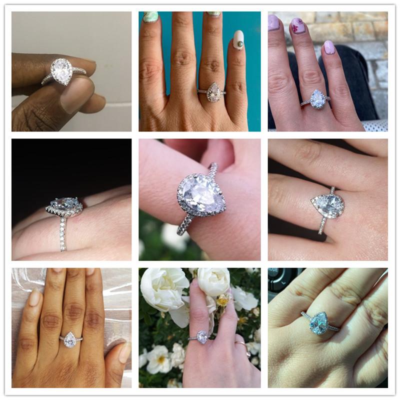 Горячая Распродажа Женское Кольцо Дизайна Капля Воды Микро Паве Кристалл Циркон Элегантное Обручальное Свадебное Ювелирное Кольцо для Любимой