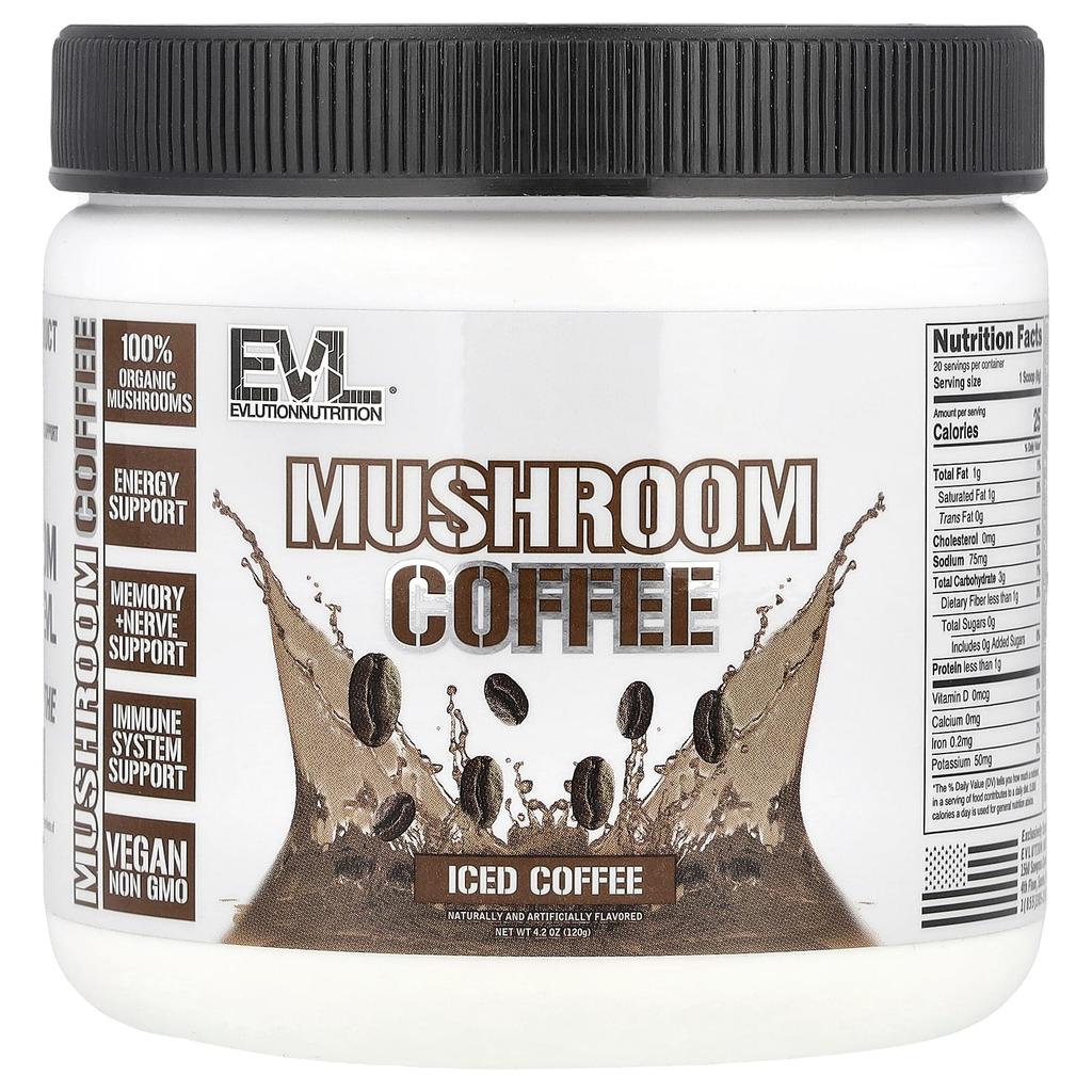 EVLution Nutrition Грибной кофе, холодный кофе, 4,2 унции (120 г)
