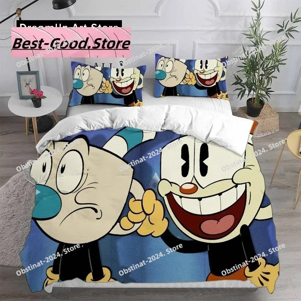 Милый мультяшный игровой набор постельного белья с изображением Cuphead: пододеяльник, наволочка. Для взрослых, мальчиков, девочек. Украшение для спальни. Детский подарок. Односпальный, двуспальный, большой