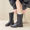 Ретро остроносые ботильоны на толстом каблуке женские осенне-зимние модные корейская версия на высоком каблуке однотонные кожаные ботинки белые и тонкие мотоциклетные б