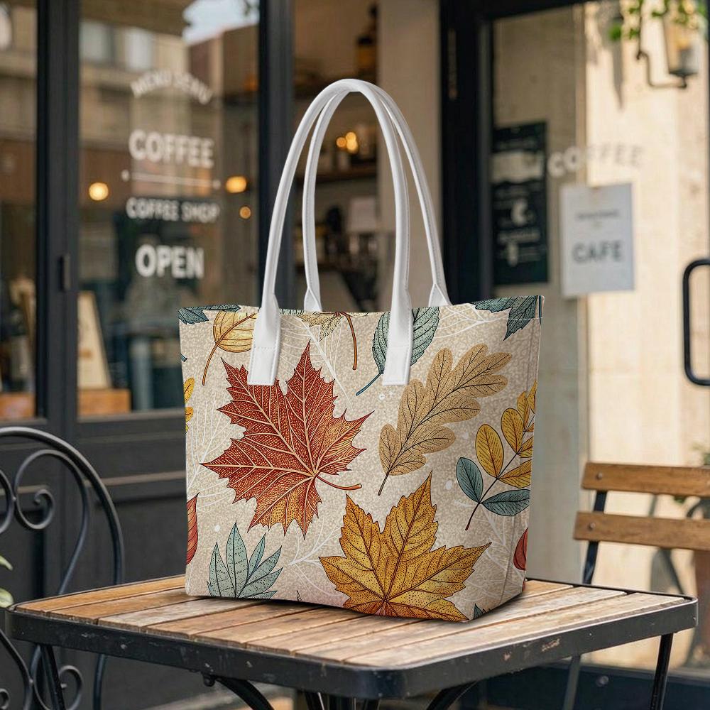 Fall Maple Leaf Print Tote Bag Casual Large Capacity Handbag for Daily Use