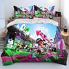 S-Splatoon Game Gamer Cartoon Comforter Bedding Set,Duvet Cover Bed Set Quilt Cover Pillowcase,King Queen Size Bedding Set Kids