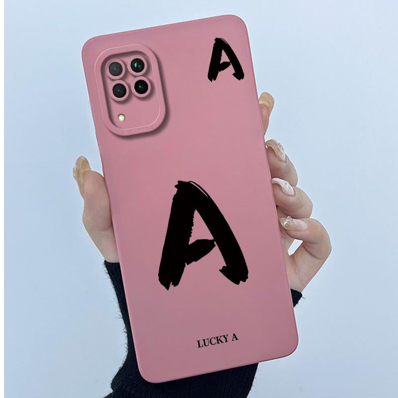For Huawei Nova 7i Case Cover Lucky Initial Letter Liquid Soft Silicone Phone Bumper for Huawei P40 Lite Nova7i JNY-LX2 Casing