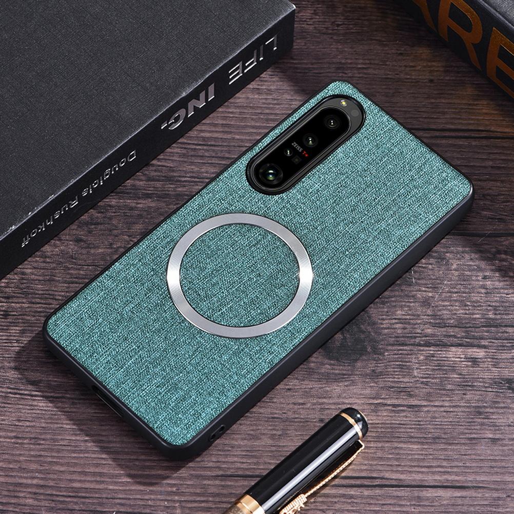 Магнитный кожаный чехол Magsafe для Sony Xperia 1 VII Xperia 10 vi 1 vi 10 V 5 V 1 V 1 IV 5 IV Тканевая крышка для беспроводной зарядки