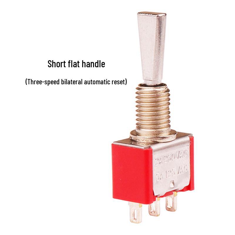 Automatic Reset 2/3-Speed Rocker Switch, Spring Return, 3-Pin Flat Handle, Model Aircraft Remote Controller Toggle Lever