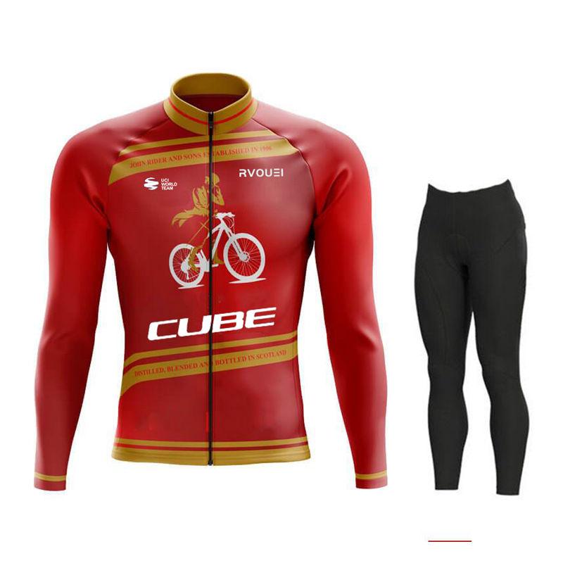 2026 Autumn Breathable Cycling Suit Set Rvouei Cube Team Long Sleeve Men MTB Bike Clothing Autumn Bicycle Clothes Maillot Ropa Ciclismo