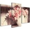 Three Piece Picture Canvas Print Bouquet Vase Vintage