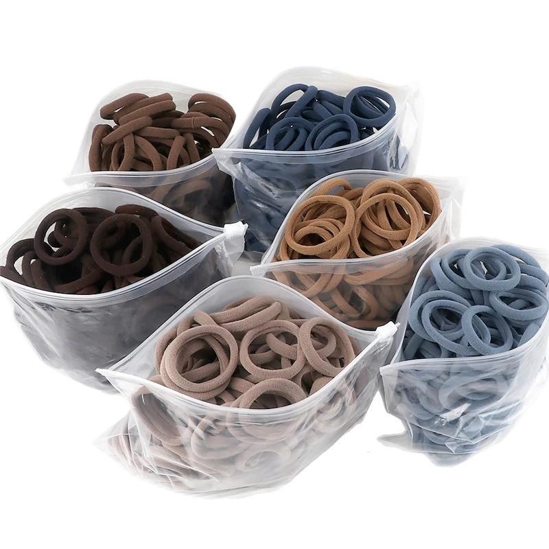 4cm Solid Color Elastic Hair Ties, Girls High Ponytail Towel Circle Hair Accessories