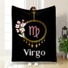 Golden Circular Frame with Hanging Diamonds, Florals, and the Virgo Symbol. for All Seasons Blanket Lunch Break Throw Gift