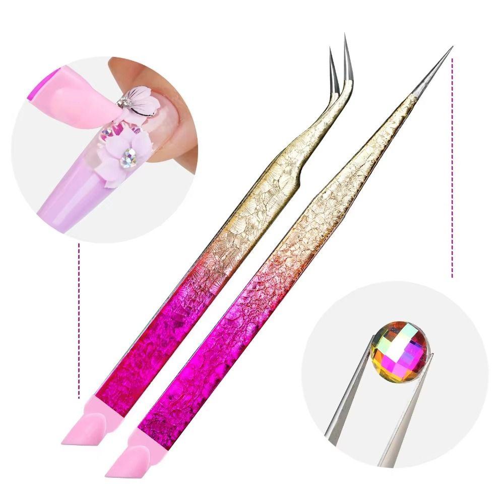 Ice Flower Texture Eyelash Extension Tweezers Ombre Color Precision Tweezers Salon Use