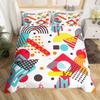 Blue Pink Memphis Bedding Set Colorful Abstract Duvet Cover Hippie Hip Hop Comforter Cover Geometric Vintage Fashion Quilt Cover