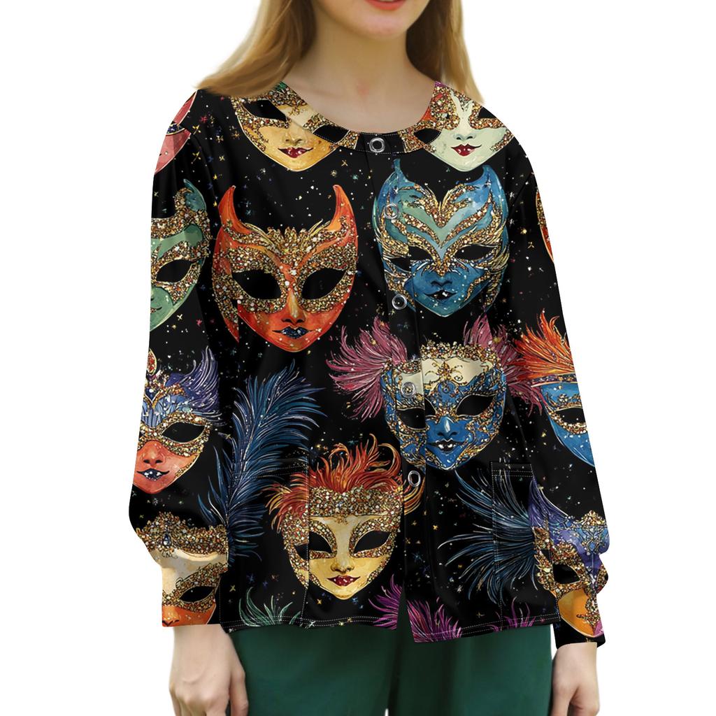 Женский повседневный топ с длинным рукавом, на одной пуговице, с принтом, быстросохнущий