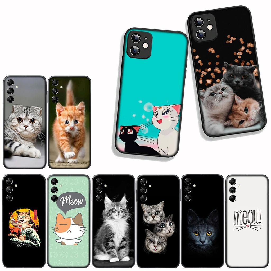 for Samsung Galaxy A07 A13 A12 A23 A42 A50 A51 A52 A53 A70 A71 A72 A21S A04 Note 20 9 8 10 Phone Cover Case Cute Cat Meow