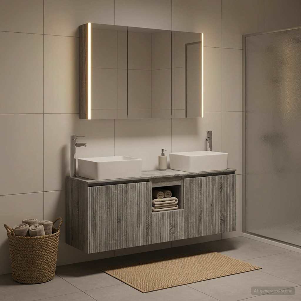 Bathroom Cabinet Set 4 pcs Grey Sonoma Particleboard
