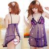 Seductive Mesh Nightdress with Suspenders - Open-Cup Transparent Lingerie for Women