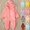 Infant Fleece Hoodie Jacket Winter Warm Jacket Cute Bear Ear Zipper Jumpsuit