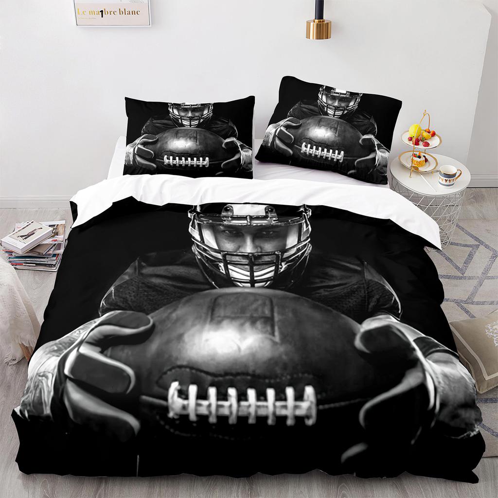 3PC America Football Bedding Microfiber Full/Queen/King/Twin Sport Duvet Cover Set for Boys Girls Teen Speed Victory Quilt Cover