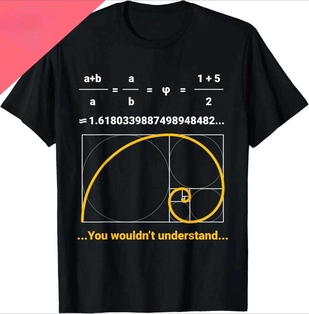 2026 Fibonacci Golden Ratio T-shirt Print Design Gift T-shirt Street Retro T-shirt Streetwear Men Women Clothing Fashion Y2K Top Short Sleeve Tee Top